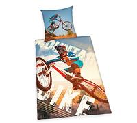Herding Young Collection - Juego de Ropa de Cama Reversible para Bicicleta de montaña, Funda nórdica de 135 x 200 cm, Funda de Almohada de 80 x 80 cm, algodón Reforzado