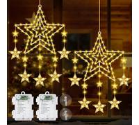 Herefun 2 Piezas Luces Estrella Navidad Ventana, 94 LED Luces Navidad Pilas con Mando,3 IN 1 Giratorio Decoracion Ventana, Adornos para Interior Exterior (B)