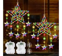 Herefun 2 Piezas Luces Estrella Navidad Ventana, 94 LED Luces Navidad Pilas con Mando,3 IN 1 Giratorio Decoracion Ventana, Adornos para Interior Exterior (A)