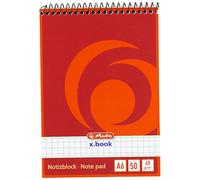 Herlitz 00110635 - Cuaderno (50 hojas, Rojo, A6, 60 g/m², Papel cuadriculado, Encuadernación espiral)