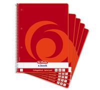 Herlitz 10834117 Collegeblock A4, 80 hojas cuadriculadas con margen a izquierda, 70 g/m², 5 unidades)