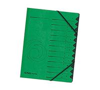 Herlitz 10843332 - Carpeta archivadora con elásticos y señaladores 1 a 12 color verde