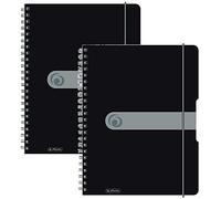 Herlitz 11293073 To Go - Cuaderno de espiral (A4, papel sin madera, 80 hojas, 2 unidades), color negro