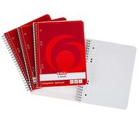 Herlitz 297531 - Paquete de 4 cuadernos de notas con espiral A5, 80 hojas, color rojo