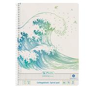 herlitz 50033478 Greenline Wave - Cuaderno de espiral (A4, 70 hojas, cuadriculado, 2 márgenes, 5 unidades)