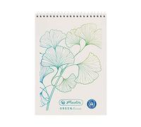 Herlitz 50033560 Greenline Ginkgo - Cuaderno espiral (A7, 50 hojas, cuadriculado)
