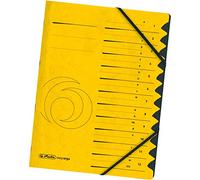 herlitz Carpeta archivadora de calidad, A4, amarilla, 12 separadores, cierre de esquinas elásticas, 1 unidad