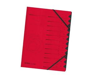 Herlitz Colorspan Parte archivo Manilla elástica con Índice de aquí 12-Parte A4 rojas Ref 10843324