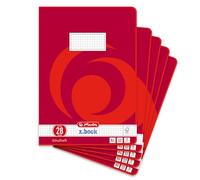 Herlitz Cuaderno escolar A4, 32 hojas, línea 28, cuadriculado con doble margen, 5 unidades