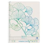 Herlitz Greenline Ginkgo 50033485 - Bloc de espiral (70 hojas, cuadriculado, 2 márgenes, 5 unidades)