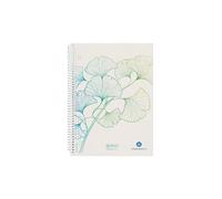Herlitz Greenline Ginkgo 50033508 - Bloc de espiral (70 hojas, cuadriculado, 5 unidades)