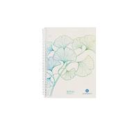 Herlitz Greenline Ginkgo - Cuaderno de espiral (A5, 70 hojas, cuadriculado)