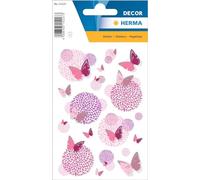 HERMA 15227 Pegatinas de Mariposas Rosas pequeñas, 26 Unidades, Mariposas con Flores y Relieve de Plata, Etiquetas de Mariposa para álbum de Fotos, Diario, álbum de poesía, Scrapbooking, Cartas