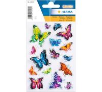 HERMA 15515 Pegatinas de mariposas con purpurina pequeña, 16 unidades, pegatinas de mariposa con alas 3D, etiquetas de mariposa para álbum de fotos, diario, álbum de poesía, scrapbooking, decoración,