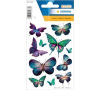 HERMA 15666 Pegatinas mariposas brillantes pequeñas grandes, 11 unidades, pegatinas de mariposa en azul, lila y verde, etiquetas de mariposa para álbum de fotos, diario, álbum de poesía, scrapbooking,