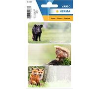 HERMA 1867 Etiquetas de libros para escribir sobre animales del bosque, 9 piezas, 76 x 35 mm, autoadhesivas, para escuela, niños, niñas, niños, multicolor, etiquetas adhesivas para libros, coloridas