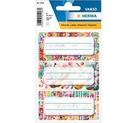 HERMA 1906 Etiquetas de libro para escribir pintura, 9 unidades, 76 x 35 mm, autoadhesivas, a rayas, pegatinas para libros escolares, niños, niñas, niños, pegatinas multicolores, multicolor