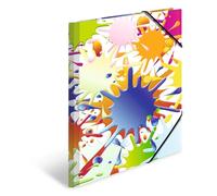 HERMA 19278 Carpeta portafolios A4 Impressions Colour Splats, carpeta de esquina infantil de cartón con impresión interior y banda elástica, carpeta de cartón resistente, para niños y niñas