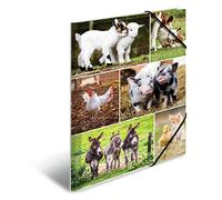 HERMA 19344 - Carpeta DIN A4 con diseño de animales de granja y animales de granja con impresión interior completa y banda elástica, carpeta de documentos para niños, niños y niñas