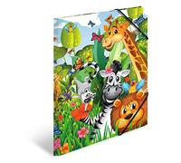HERMA 19456 Carpeta A3 Kindergarten Animales Selva, 3 unidades, para niños, de cartón con impresión interior y goma, juego de carpetas estables de cartón para niños y niñas