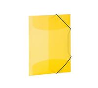 HERMA 19514 Carpetas A3 amarillo translúcido, 3 unidades, para niños, de plástico con solapas interiores y goma, juego de carpetas de plástico estables para niños y niñas