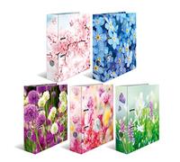 HERMA 19555 - Carpeta A4 con diseño de flores, 10 unidades, 7 cm de ancho, carpeta de cartón con impresión interior para escuela y oficina, resistente juego de carpetas de cartón para niños y niñas