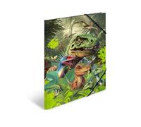 HERMA 19576 Dino World - Carpetas A3, 3 unidades, cartón para niños, con impresión interior y banda elástica, carpetas de cartón resistente para niños y niñas