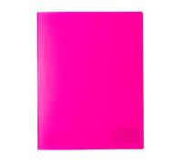 HERMA 19638 - Carpeta de archivos A4, color rosa neón translúcido, juego de 3, plástico resistente, carpeta de plástico transparente con etiqueta para nombre y bolsillo deslizante, grapadora para