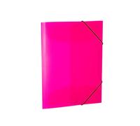 HERMA 19657 Carpeta A4 translúcida rosa neón rosa, 3 unidades, para niños, de plástico con solapas interiores y goma, juego de carpetas estables de plástico para niños y niñas