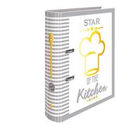 HERMA 19662 Carpeta de recetas A4 para escribir uno mismo Star of the Kitchen, 7 cm de ancho, libro de recetas con registro para archivar, diseño de carpeta de anillas con impresión interior para