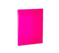 HERMA 19698 - Carpeta A3 translúcida rosa neón, plástico resistente, lavable y resistente, organizador con solapas interiores y banda elástica, carpeta de documentos para niños, niños y niñas