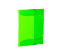 HERMA 19699 Carpeta portafolios A3 verde neón translúcido, carpeta esquinera de plástico para niños con solapas interiores y banda elástica, carpeta de plástico resistente, para niños y niñas