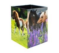 HERMA 19741 - Papelera plegable con diseño de caballos de 15 litros, cartón resistente, para niñas y niños, cubo de basura rectangular para habitación infantil, dormitorio, estudio, oficina