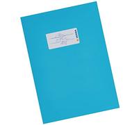HERMA 19764 - Funda para cuaderno A5 de cartón azul claro, con campo de rotulación de papel estable y extra fuerte, protector para cuadernos escolares, de colores