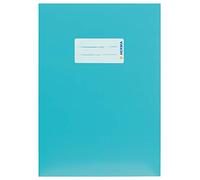 HERMA 19769 - Funda para cuaderno A5 de cartón turquesa, con campo de rotulación de papel estable y extra fuerte, protector para cuadernos escolares, de colores