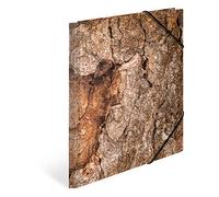 HERMA 19790 Carpeta A3 de madera natural, carpeta para niños con cierre de esquinas de cartón con acabado háptico, impresión interior y goma elástica, carpeta estable de cartón para niños y niñas