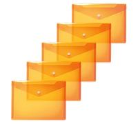 HERMA 20057 - Lote de 5 sobres pequeños para documentos A5, color naranja transparente, con cierre de presión, para escuela, universidad, oficina, viajes
