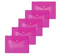 HERMA 20058 - Lote de 5 sobres para documentos A5 (5 unidades), color rosa transparente