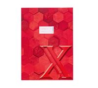 HERMA 20083 - Sobre para cuaderno A4 de cartón rojo, 10 unidades, con campo de rotulación de papel estable y extrafuerte, con diseño hexagonal para cuadernos escolares, de colores