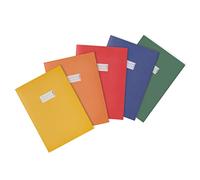 HERMA 20229 Fundas de papel A4 surtido, 5 unidades, fundas para cuadernos con campo de rotulación de papel reciclado fuerte y colores ricos, juego de fundas para cuadernos escolares, de colores