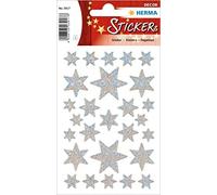 Herma Pegatinas de vinilo 3917 – Estrellas de 6 puntas plateadas – Tamaño único