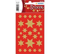 Herma 3927 pegatinas navideñas, estrellas doradas de 6 puntas (81 peg