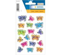 HERMA 5251 Pegatinas de mariposas coloridas pequeñas, 18 unidades, 3D mariposas en azul, lila y rosa, etiquetas de mariposa para álbum de fotos, diario, álbum de poesía, scrapbooking, decoración,