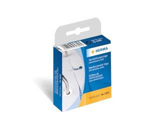 Herma 5899 Anillos de refuerzo en rollo, 12 mm de diámetro, lámina mate, autoadhesivo, resistentes a desgarros, adhesivo permanente, 500 unidades, en caja dispensadora, color blanco