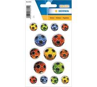 HERMA 6251 Pegatinas infantiles con diseño de balones de fútbol (15 pegatinas, plástico, con relieve), autoadhesivas, permanentes, para niñas y niños, multicolor