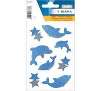 HERMA 6436 - Pegatinas de purpurina con diseño de delfines, autoadhesivas, para niños, niñas o álbumes de pegatinas, 8 unidades, diseño de animales