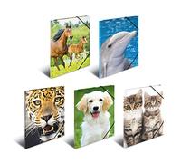 HERMA 7148 Carpeta de dibujo Animales, Paquete de 10, A3, plástico resistente, con impresión interior, carpeta de 1 palmo