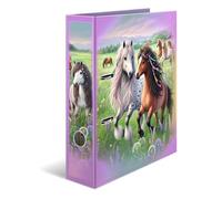 HERMA Archivador A4 Pferdewelt Set 5 unidades, 7 cm de ancho, archivador de anillas con diseño de jardín de infancia, archivadores coloridos con impresión interior para niños, niñas y niños