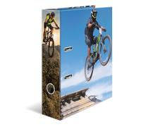 HERMA Archivador de palanca A4 para bicicleta de montaña, paquete de 5, lomo de 70 mm, carpeta resistente con diseño deportivo, acabado brillante e impresión interior, carpeta de anillos para niños,