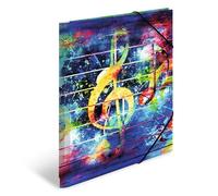 HERMA ArtLine Music 19835 - Juego de 3 carpetas DIN A4 de plástico resistente con solapas interiores impresas y banda elástica, carpeta de documentos para niños y niñas
